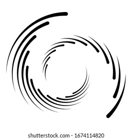 Monochrome volute, vortex shapes. Twisted helix elements. Rotation, spin and twist concept design