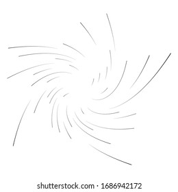 Monochrome volute, vortex shapes. Twisted helix elements. Rotation, spin and twist concept design