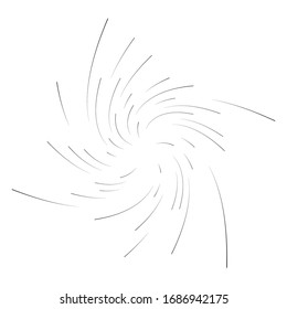 Monochrome volute, vortex shapes. Twisted helix elements. Rotation, spin and twist concept design