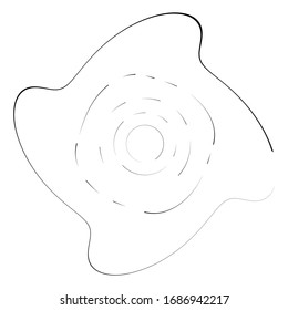 Monochrome volute, vortex shapes. Twisted helix elements. Rotation, spin and twist concept design