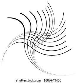 Monochrome volute, vortex shapes. Twisted helix elements. Rotation, spin and twist concept design