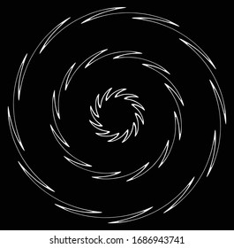 Monochrome, Wirbelformen. Verdrillte Helix-Elemente. Design für Dreharbeiten, Dreharbeiten und Dreharbeiten
