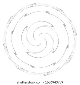 Monochrome volute, vortex shapes. Twisted helix elements. Rotation, spin and twist concept design