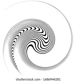Monochrome, Wirbelformen. Verdrillte Helix-Elemente. Design für Dreharbeiten, Dreharbeiten und Dreharbeiten