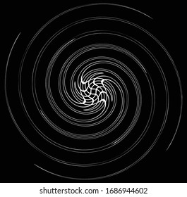 Monochrome, Wirbelformen. Verdrillte Helix-Elemente. Design für Dreharbeiten, Dreharbeiten und Dreharbeiten