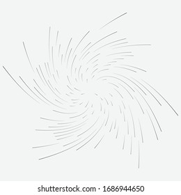 Monochrome volute, vortex shapes. Twisted helix elements. Rotation, spin and twist concept design