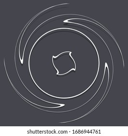 Monochrome volute, vortex shapes. Twisted helix elements. Rotation, spin and twist concept design