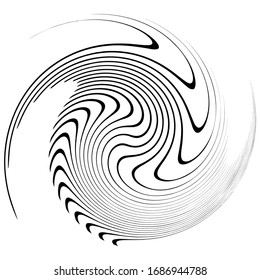 Monochrome volute, vortex shapes. Twisted helix elements. Rotation, spin and twist concept design