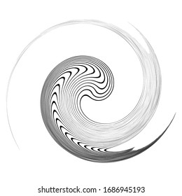 Monochrome volute, vortex shapes. Twisted helix elements. Rotation, spin and twist concept design