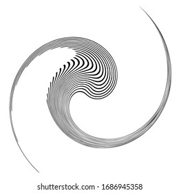 Monochrome volute, vortex shapes. Twisted helix elements. Rotation, spin and twist concept design