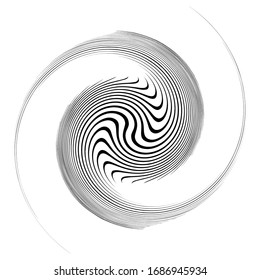 Monochrome, Wirbelformen. Verdrillte Helix-Elemente. Design für Dreharbeiten, Dreharbeiten und Dreharbeiten