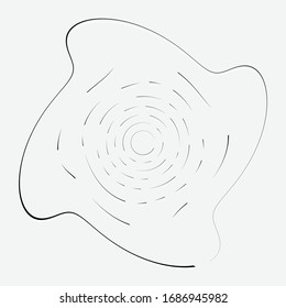 Monochrome volute, vortex shapes. Twisted helix elements. Rotation, spin and twist concept design