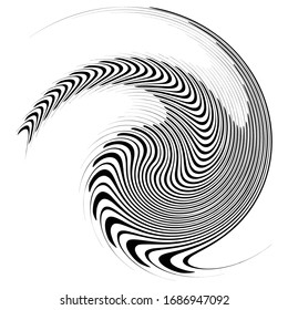 Forma volumétrica monocroma, vórtice. Elementos helix torcidos. Diseño de concepto de rotación, giro y giro