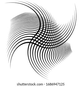 Monochrome volute, vortex shapes. Twisted helix elements. Rotation, spin and twist concept design