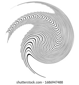 Forma volumétrica monocroma, vórtice. Elementos helix torcidos. Diseño de concepto de rotación, giro y giro