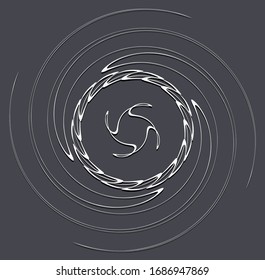 Forma volumétrica monocroma, vórtice. Elementos helix torcidos. Diseño de concepto de rotación, giro y giro