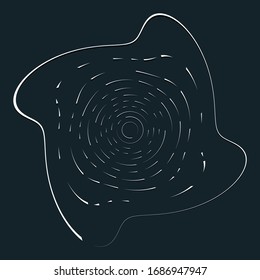 Monochrome volute, vortex shapes. Twisted helix elements. Rotation, spin and twist concept design