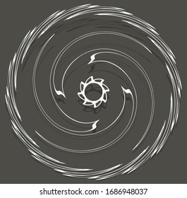 Monochrome, Wirbelformen. Verdrillte Helix-Elemente. Design für Dreharbeiten, Dreharbeiten und Dreharbeiten
