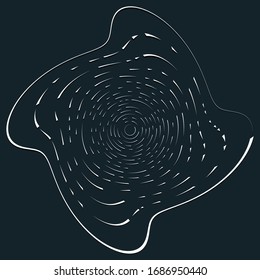 Forma volumétrica monocroma, vórtice. Elementos helix torcidos. Diseño de concepto de rotación, giro y giro