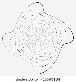 Forma volumétrica monocroma, vórtice. Elementos helix torcidos. Diseño de concepto de rotación, giro y giro