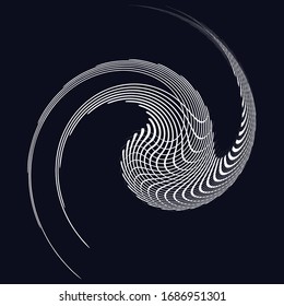 Monochrome, Wirbelformen. Verdrillte Helix-Elemente. Design für Dreharbeiten, Dreharbeiten und Dreharbeiten