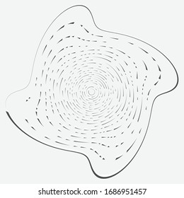 Monochrome volute, vortex shapes. Twisted helix elements. Rotation, spin and twist concept design