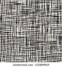 Monochrome Washed Canvas Textured Distressed Background. Seamless Pattern.