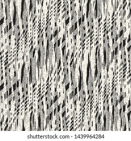 Monochrome Washed Effect Broken Dashed Stroke Textured Distressed Background. Seamless Pattern.