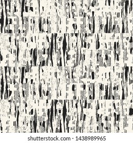 Monochrome Washed Effect Irregular Stroke Textured Distressed Background. Seamless Pattern.