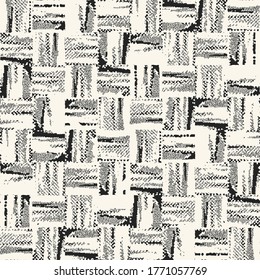 Monochrome Washed-Out Canvas Effect Textured Checked Pattern