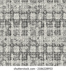 Monochrome Washed-Out Canvas Effect Textured Checked Pattern