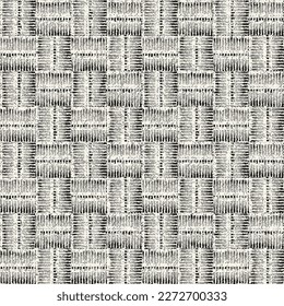 Monochrome Washed-Out Canvas Effect Textured Checked Pattern