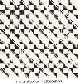 Monochrome Washed-Out Effect Textured Checkered Pattern