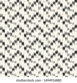 Monochrome Washed-Out Effect Textured Ikat Graphic Motif. Seamless Pattern.