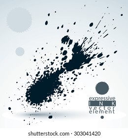Monochrome watercolor graffiti splash element, inaccurate paint backdrop, eps8 asymmetric spotted shape.