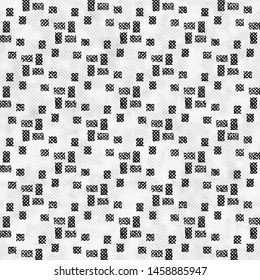 Monochrome Watercolor-Dyed Canvas Effect Broken Tiles Textured Background. Seamless Pattern. 