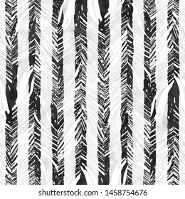 Monochrome Watercolor-Dyed Effect Textured Herringbone Stripes. Seamless Pattern. 