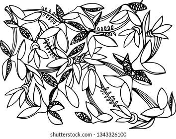 Monochrome wave pattern. Background. Hand drawn lines. 
Hair texture.Line art. Illustration for coloring. Design for spiritual relaxation 
for adults. Black and white wallpaper.Modern stylish texture.