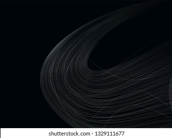 Monochrome Waves Musical Abstract Background. Minimalistic dynamic 3D poster.