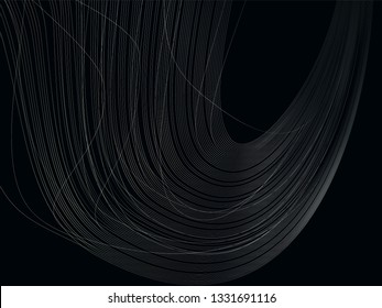 Monochrome Waves Musical Abstract Background. Minimalistic dynamic 3D poster.