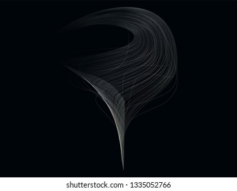 Monochrome Waves Musical Abstract Background. Minimalistic dynamic 3D poster.