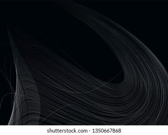 Monochrome Waves Musical Abstract Background. Minimalistic dynamic 3D poster.