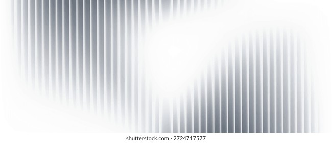 Ondas monocromáticas com camadas verticais transparentes e deslocamentos suaves de opacidade. Efeito de vidro distorcido abstrato, mínimo e texturizado na paleta de tons de cinza. Ilustração vetorial para design futurista


