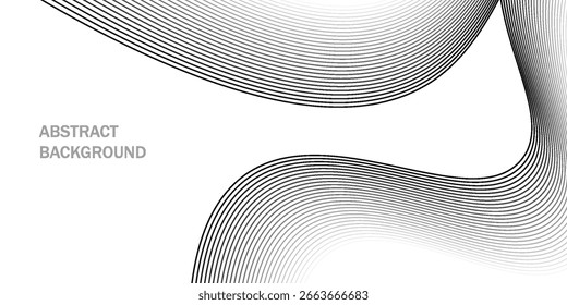 Monochrome Wavy Line Abstract Background with Smooth Curves and Minimal Design. Vector eps 10