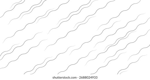 Linhas onduladas monocromáticas criam um padrão dinâmico e abstrato em branco, perfeito para fundos modernos e minimalistas.