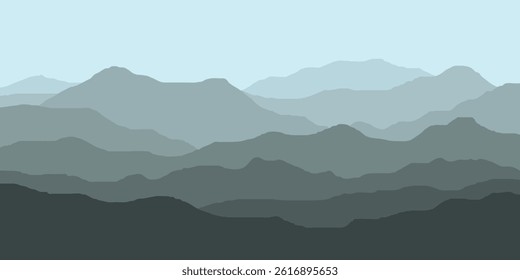 monochrome wavy mountain landscape illustration background