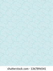 Monochrome wavy seamless texture with concentric circles. Repeating geometric pattern