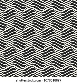 Monochrome Wavy Striped Optical Checked Pattern