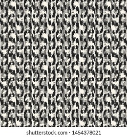 Monochrome Wavy Stroke Ornate Variegated Textured Distressed Background. Seamless Pattern.