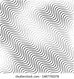 Monochrome wavy texture isolated on white background. Stripe wavy lines. Vector illustration